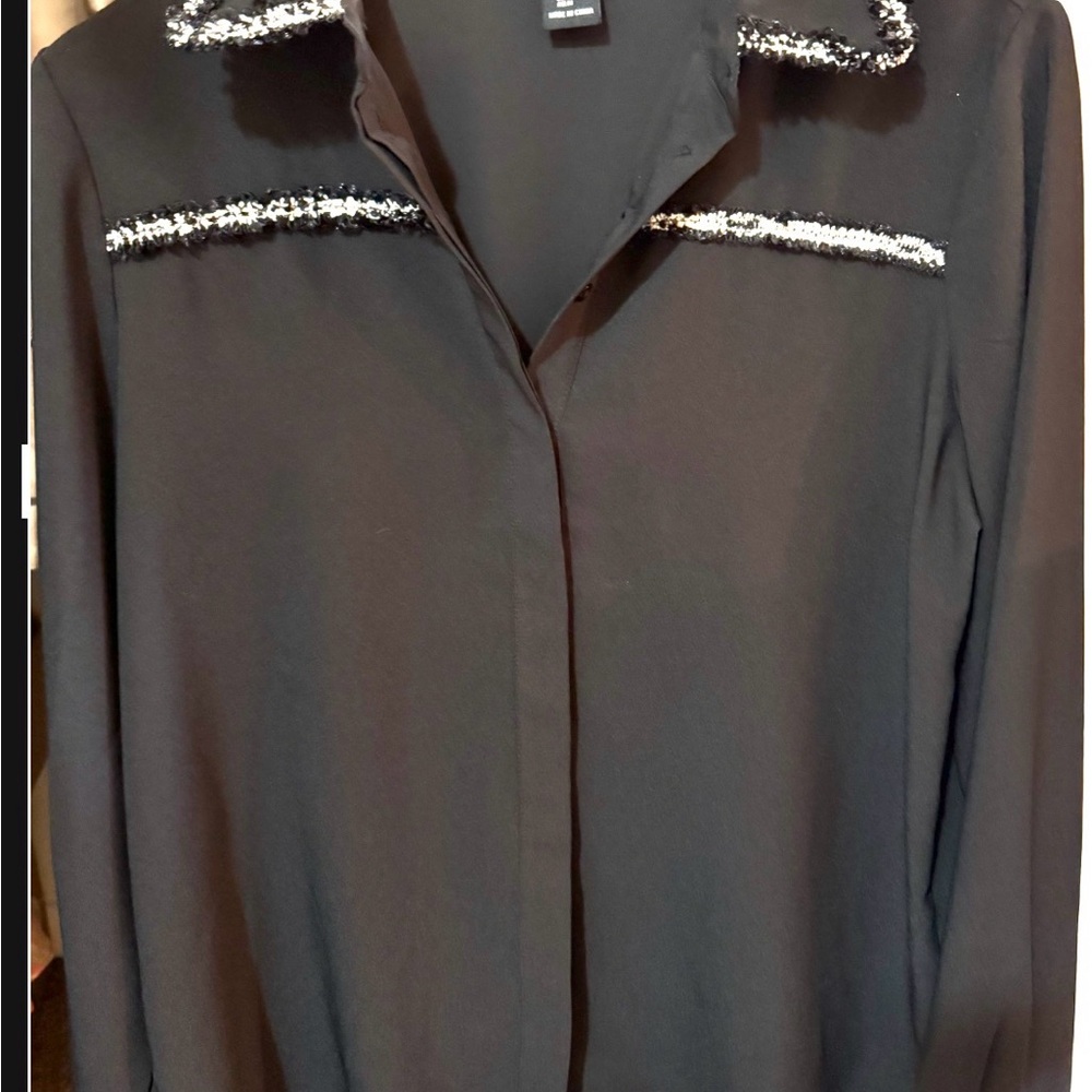 Rachel Zoe Black Top with Embellished Details